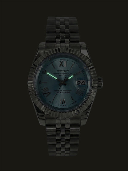 Ljusblå Romersk Datejust mod, Light blue roman Seikomod