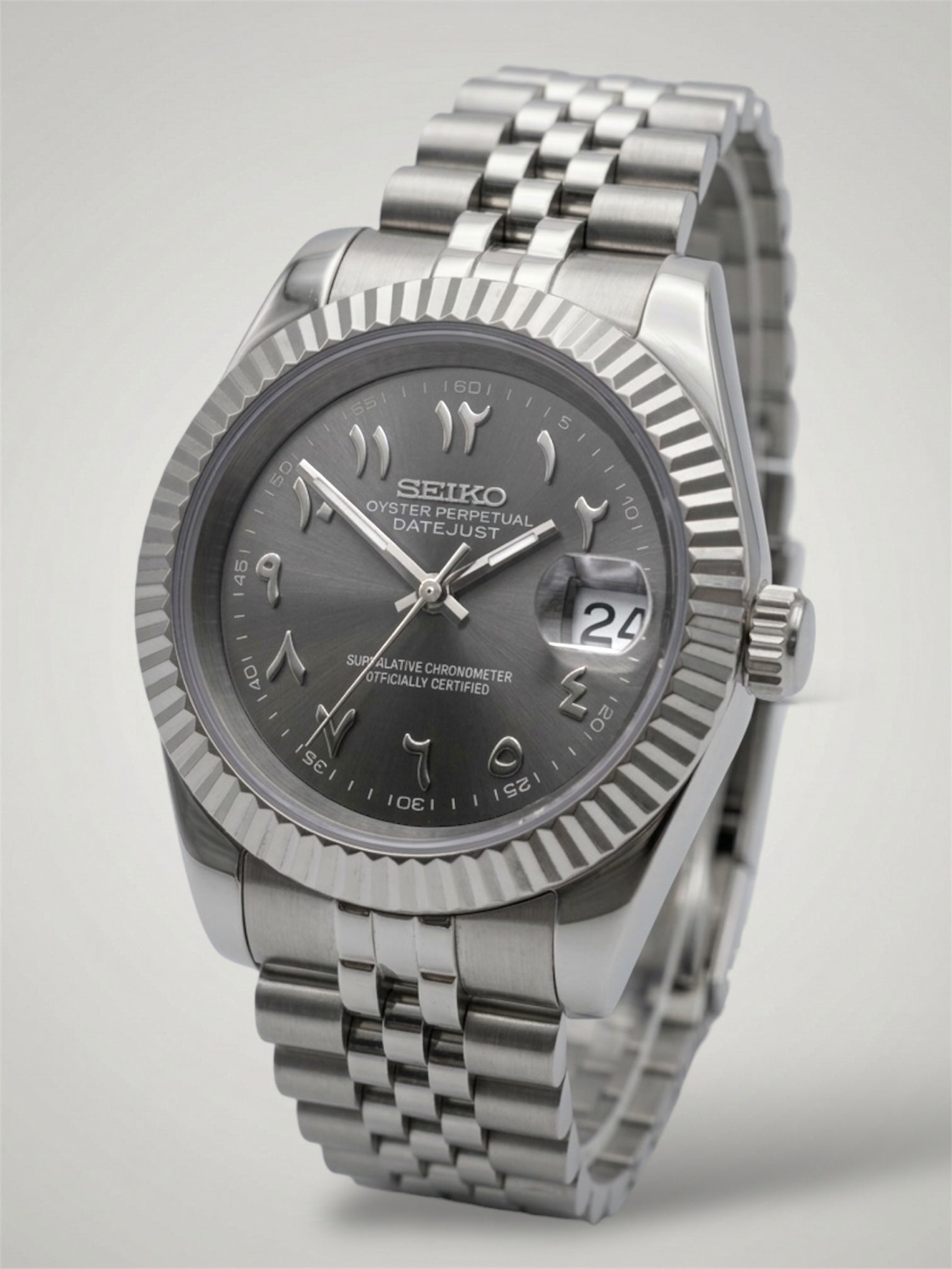 Seikomod-gray-arabic-jubilee-fluted-bezel