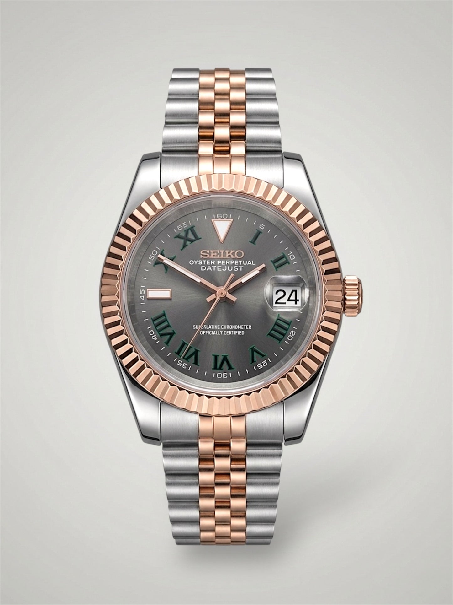 Wimbledon Datejust mod, Twotone Rose gold wimbledon Seiko mod