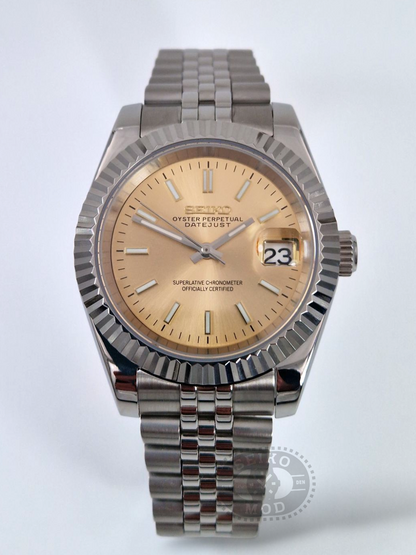 Datejust mod with champagne dial and Jubilee bracelet